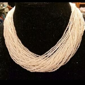 Vintage Small Seadbeads Clear  Multistrand Beads choker  Necklace 17"